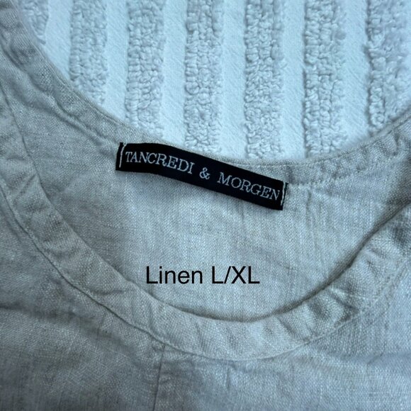 Tancredi & Morgen Women's 3/4 Sleeves Shirt Dress Linen IVORY Large/XL Side Slit - Picture 3 of 7